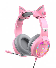 Ігрові навушники з мікрофоном HAVIT HV-H2233d Cat Pink