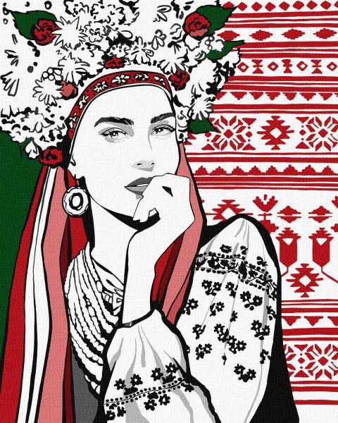 Картина за номерами Патріотична Чарівна українка upillustration 40х50 Ідейка (KHO4977)
