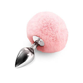 Анальна пробка металева з помпоном — М Art of Sex — Metal Butt plug Rabbit Tail, Ніжно-рожевий