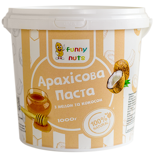 Арахісова паста FunnyNuts з медом та кокосом 1000 г