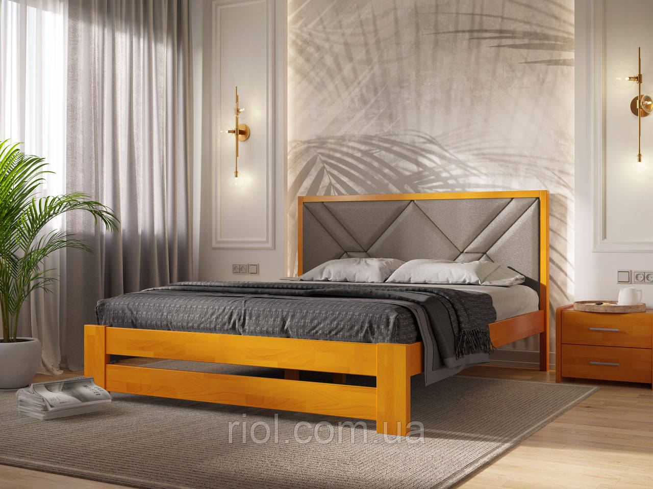 Ліжко дерев'яне двоспальне Симфонія Преміум, фото 1