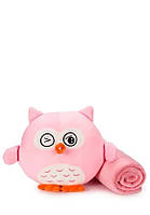 Мягкая игрушка - подушка с пледом Сова Джавелина 3 в 1, Розовый