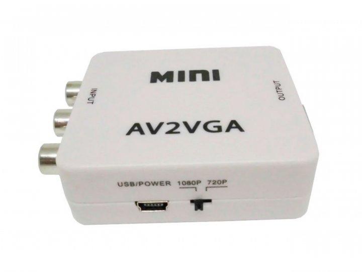 Конвертер адаптер с AV RCA тюльпаны на VGA питание и аудио AV2VGA преобразователь колокольчики - фото 5 - id-p1707684873