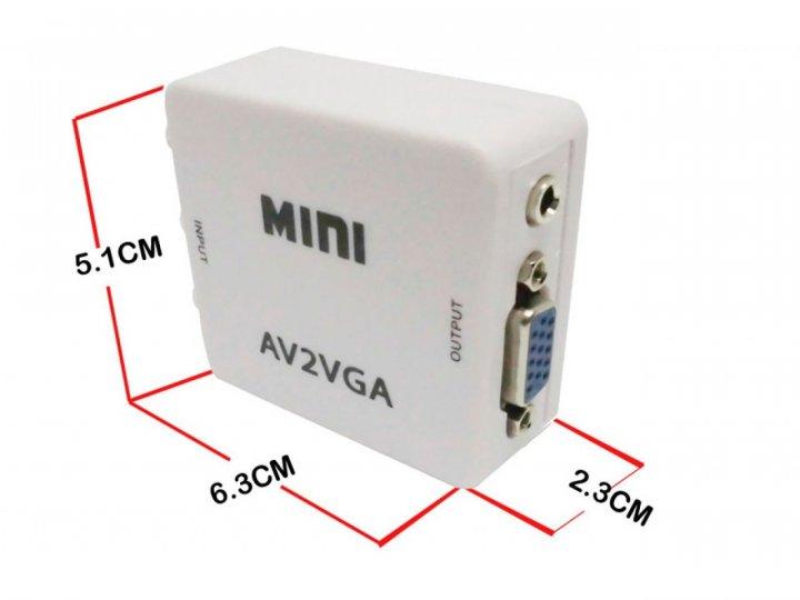 Конвертер адаптер с AV RCA тюльпаны на VGA питание и аудио AV2VGA преобразователь колокольчики - фото 7 - id-p1707684873