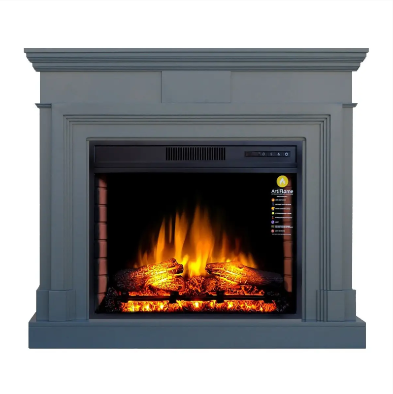 Камінокомплект Електрокамін ArtiFlame Stamford AF28S Сірий Графіт (зі звуком) Електричний 3D Камін