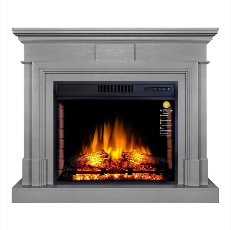 Камінокомплект Електрокамін ArtiFlame Stamford AF28S Сірий (зі звуком) Електричний 3D Камін