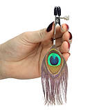 Затискачі для сосків Bondage Fetish Nipple Clamp With Peacock Feather Trim, фото 4