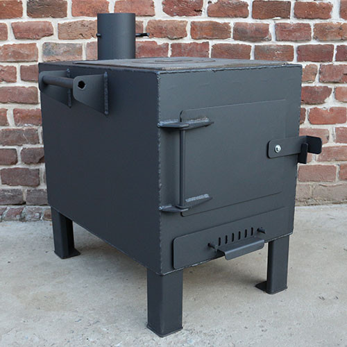 Буржуйка-пічка сталь 4 мм з чавунною варильною поверхнею 57×63×71 см, фото 1