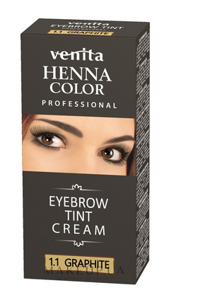 Крем-фарба для брів Чорна 1.0 Venita Henna Color Eyebrow Tint Cream Графіт - фото 1 - id-p1707713575