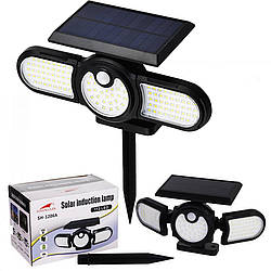 Вуличний ліхтар на сонячній батареї Solar induction SH 1206А з датчиком руху потрійний індукційний 112 LED