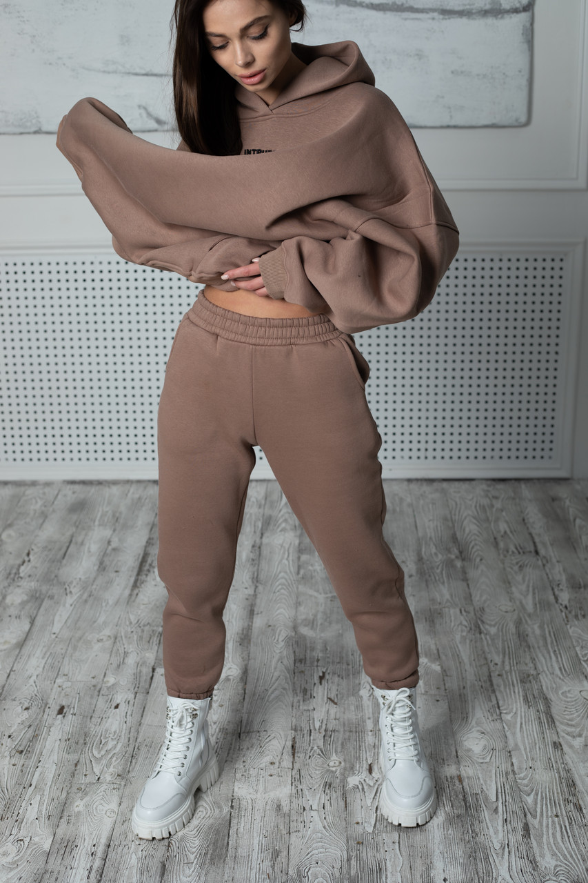 Жіночі зимові спортивні штани оверсайз моко ⁇ Штани Джогери утеплені з начосом, фото 1