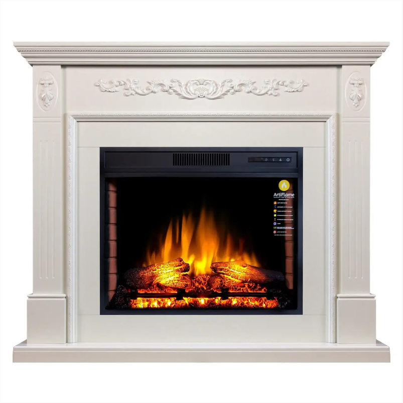 Камінокомплект Електрокамін ArtiFlame Soho AF28S Білий Дуб (зі звуком) Електричний 3D Камін