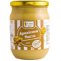 Арахисовая паста "Funny Nuts", с изюмом и корицей, стекло, 500 г (арт. 049)