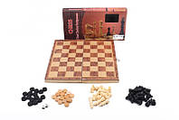 Набір класичних ігор 3 в 1 "Шахи, шашки, нарди" дерев'яний 24х24 см S2416