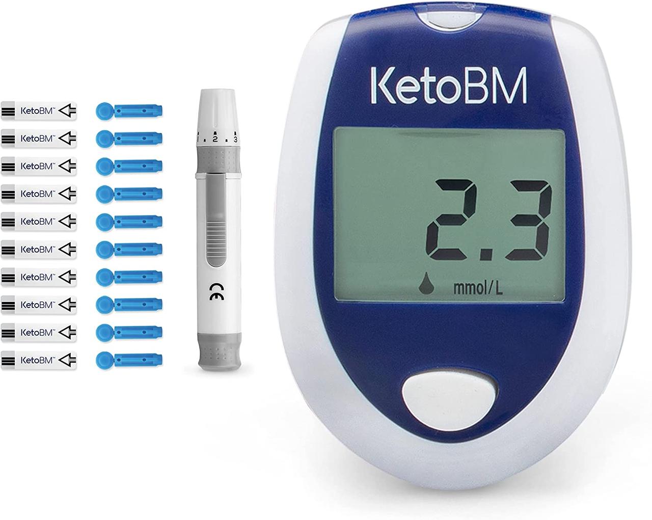 Система тестування кетонів у крові KetoBM для тестування на кето-дієту - повна система тестування на кетони з монітором, кето-смуж