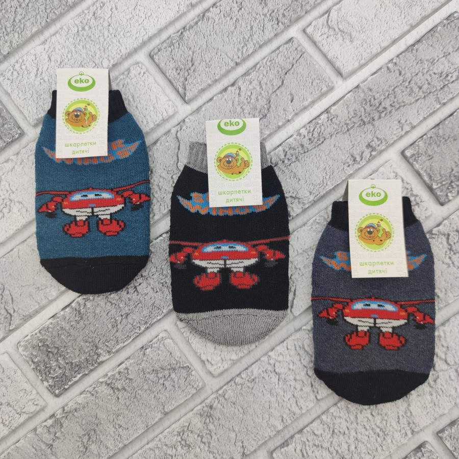 Шкарпетки дитячі середні зимові з махрою р.10 (0-1 рік) вертоліт асорті ЕКО 30036869, фото 1