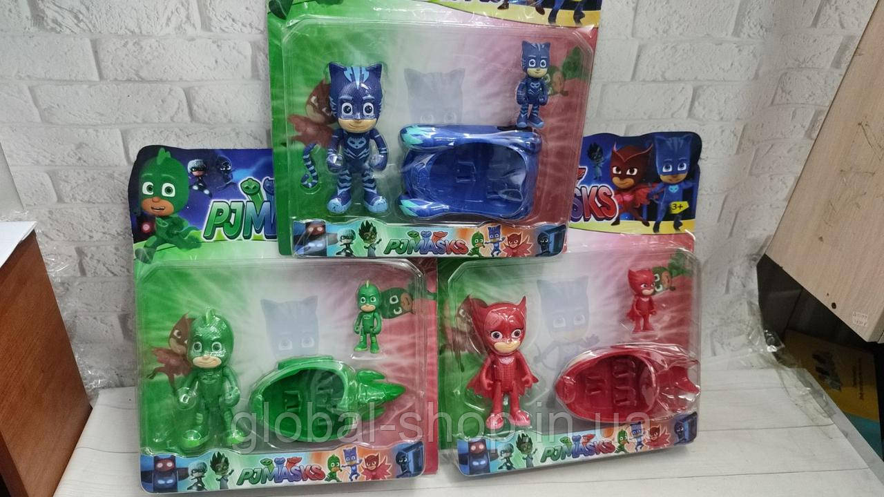 Дитячі фігурки " Герої в масках" 3 персонажі, Амая, Коннор і Грег (Кетбой, Алетт і Геко) PJ Masks