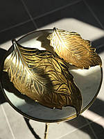 Набор 2-х декоративных пиал «Листья» из металла в золотом цвете