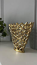 Ваза "Золотий корал" із металу в золоті заввишки 28 см