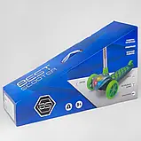 Дитячий триколісний самокат Best Scooter LK-70111, зі світними колесами та платформою, Салатовий, фото 2