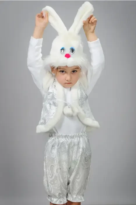 Новорічний дитячий костюм зайця з парчі р. 26-28