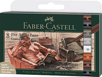 Набір капілярних ручок Faber-Castell Pitt Artist Pens Classic, 8 штук різних кольорів, 167172