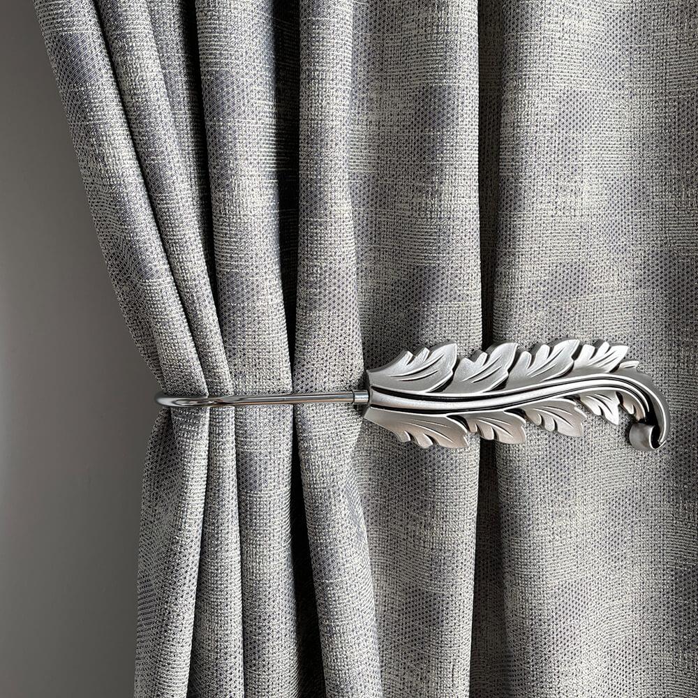 Тримач для штор Лист з настінним кріпленням, сірий, сучасний декор штор -2шт