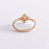 Золота каблучка "Клевер" із фіанітами к07007, фото 5
