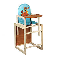Детский деревянный стульчик для кормления ТМ "Мася" №2055 "Оленёнок Бэмби" Голубой