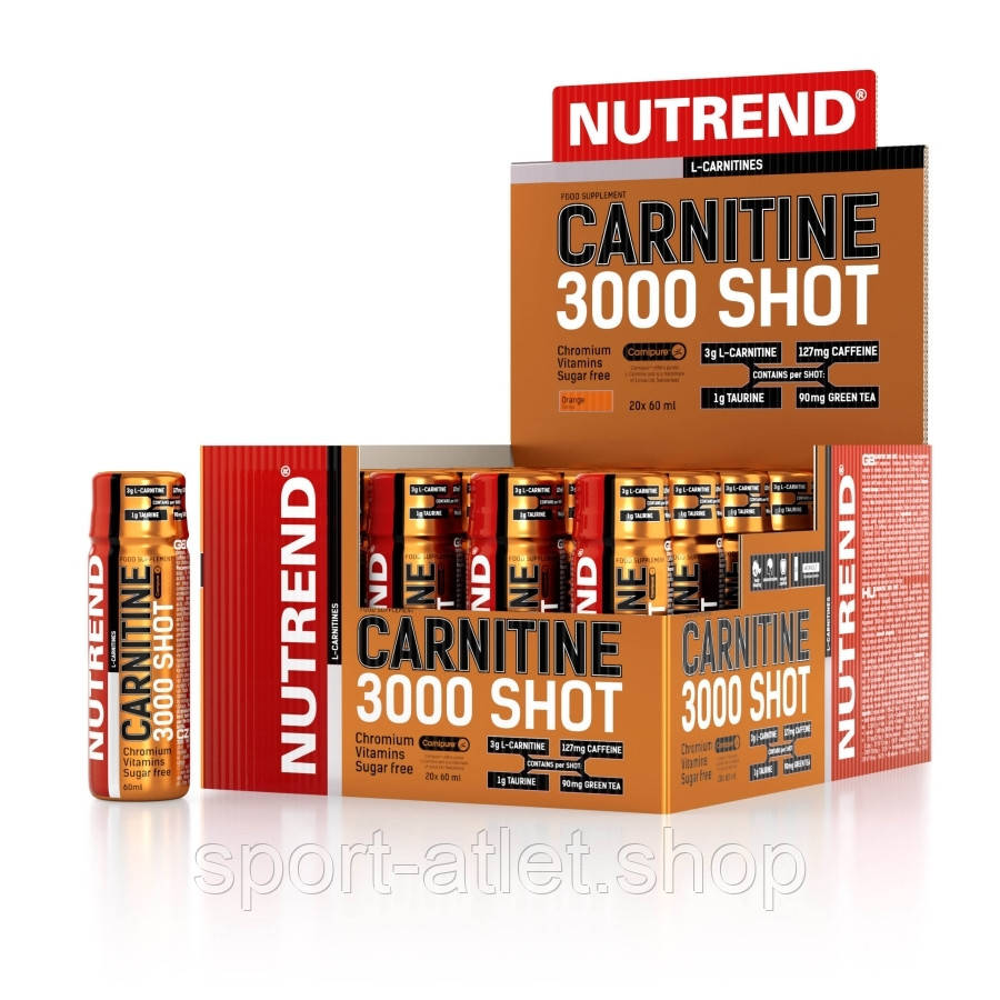Жироспалювач Nutrend Carnitine 3000 Shot, 20*60 мл - Полуниця, фото 1