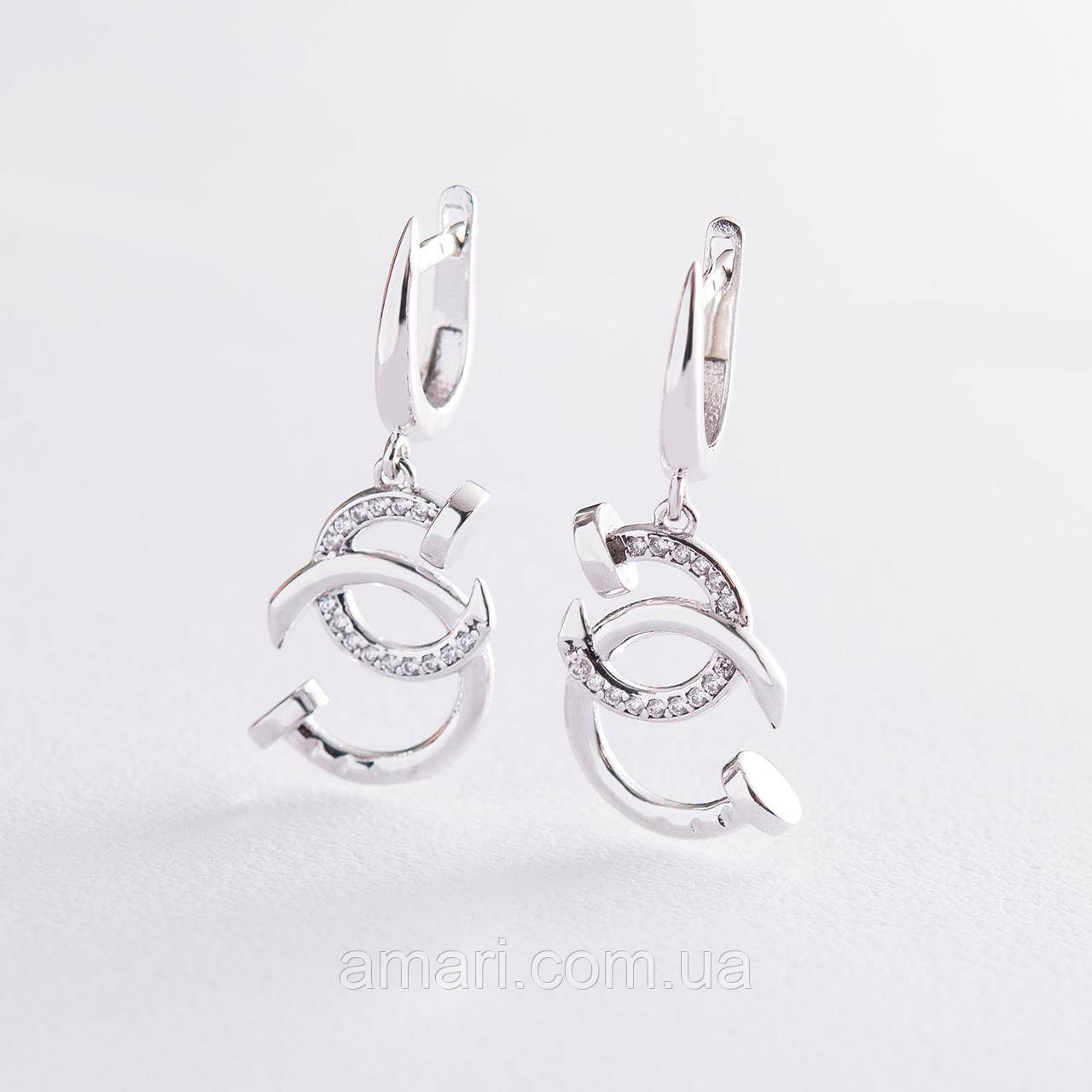 Сережки "Гвоздики" в білому золоті с06744, фото 1