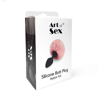 Силіконовий анальний штепсель M Art of Sex - Силіконовий Зайчик Хвости задника, чорний колір, діаметр 3.5, фото 2