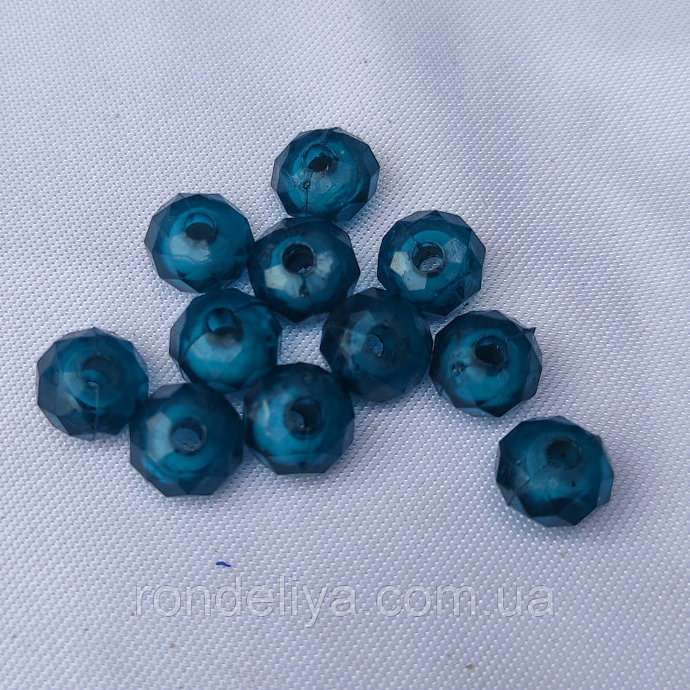 Намистини акрил прозорі "Таблетка" 8 мм Синьо-зелений 50 г ~ 100 шт, фото 1