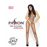 Бодістокінг Passion BS001 black, комбінезон, велика сітка, фото 4
