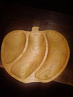 Менажница деревянная в форме яблока для подачи пищи,сделано из натурального дерева, ручной роботы 30*26*2.2см