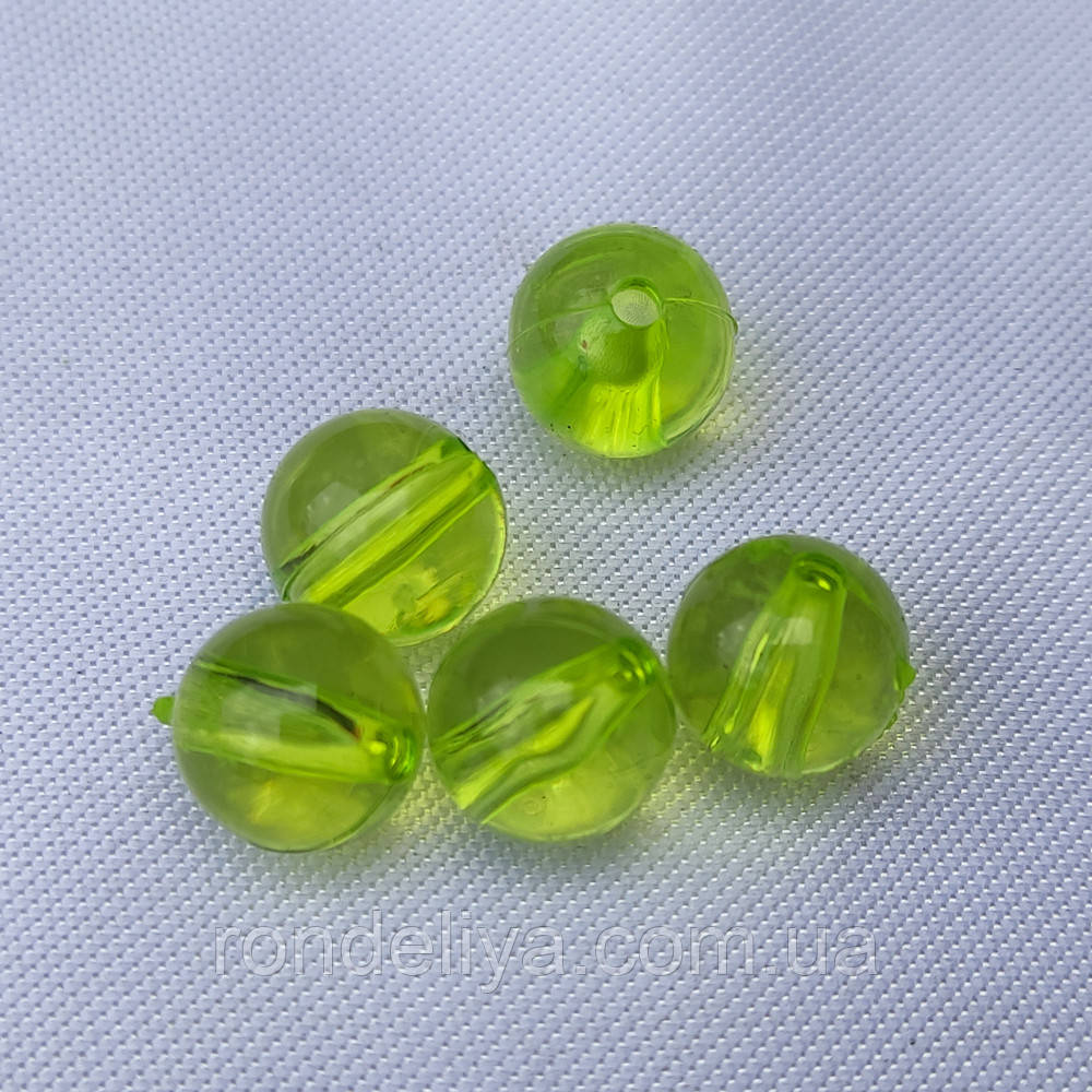 Намистина Куля 8 мм Прозорий салатовий ~ 110 шт, фото 1