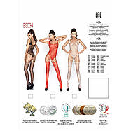 Бодістокінг Passion BS034 black, комбінезон, імітація боді і панчіх, фото 2