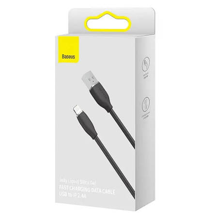Кабель Baseus Jelly Liquid Silica Gel Fast Charging Data Cable USB to Lightning 2.4A 1.2m Black, фото 3