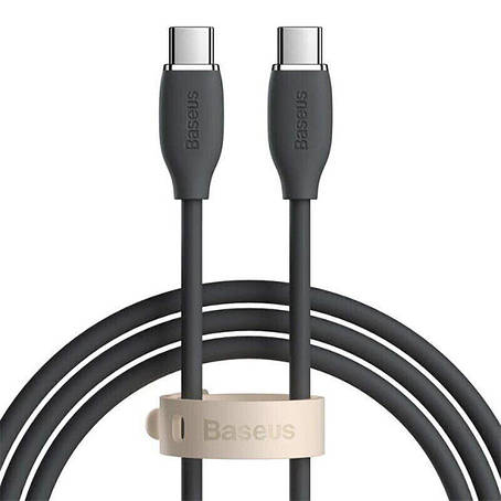 Кабель Baseus Jelly Liquid Silica Gel Fast Charging Data Cable Type-C to Type-C 100W 1.2m Black, фото 1
