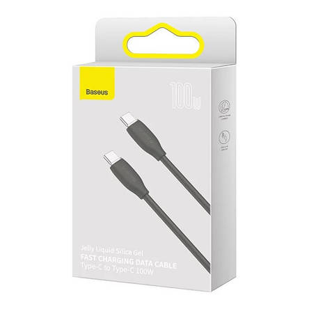 Кабель Baseus Jelly Liquid Silica Gel Fast Charging Data Cable Type-C to Type-C 100W 1.2m Black, фото 3