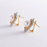 Золоті сережки з діамантами та перлами 
з1312, фото 3