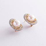 Золоті сережки з діамантами та перлами 
з1312, фото 8