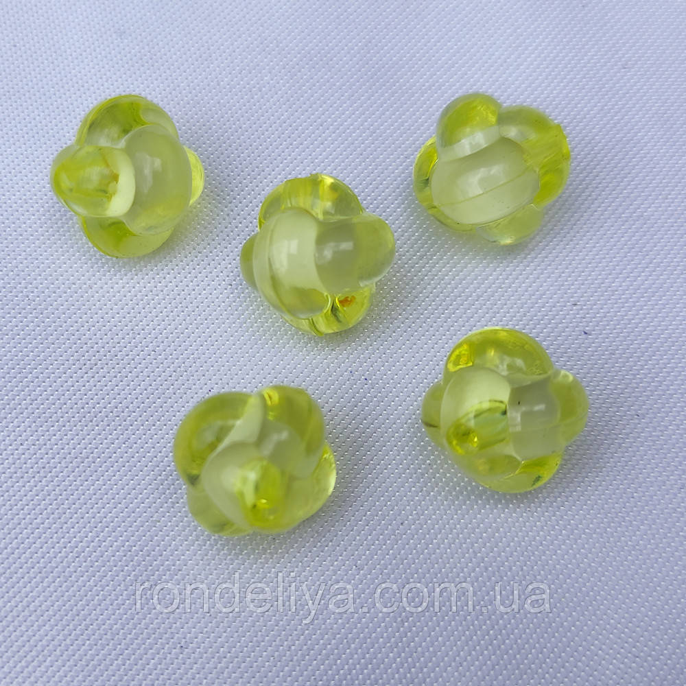 Намистини акрил прозорі "Вузол" 12 мм Жовтий 50 г ~ 80 шт, фото 1