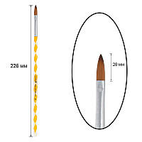 Кисть для акрила №8, желтая спираль