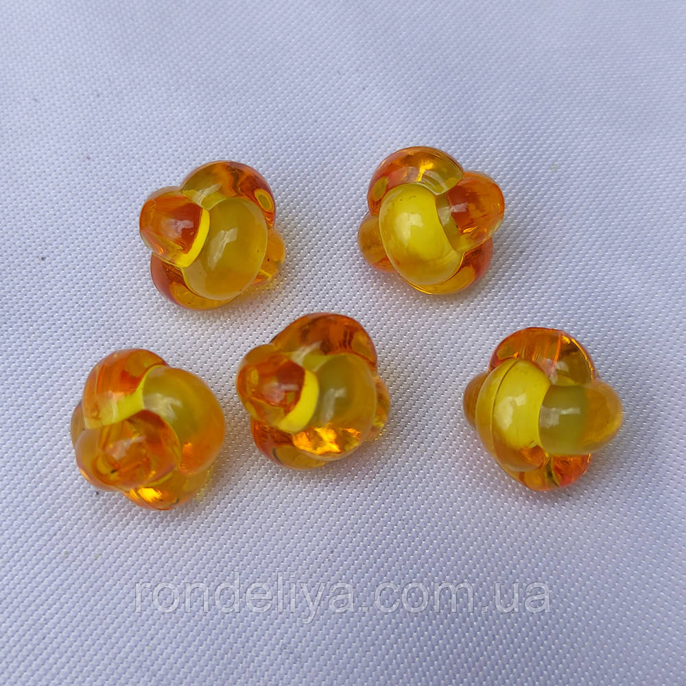 Намистини акрил прозорі "Вузол" 12 мм Помаранчевий 50 г ~ 80 шт, фото 1