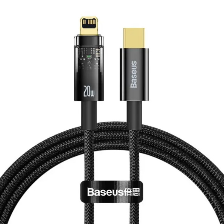 Кабель Baseus Explorer Series Auto Power-Off Fast Charging Data Cable Type-C to Lightning 20W 1m Black