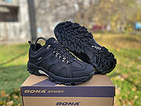 Зимние мужские черные кроссовки натуральный нубук Bona