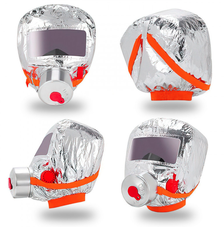 Маска противогаз из алюминиевой фольги, панорамный противогаз Fire mask защита головы от радиации, SL7 - фото 5 - id-p1707861360