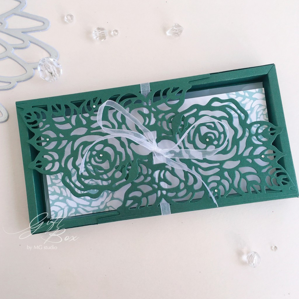 Gift box Rose изумрудный Конверт для денежного подарка на день рождения женщины, девушки - фото 1 - id-p1689536852