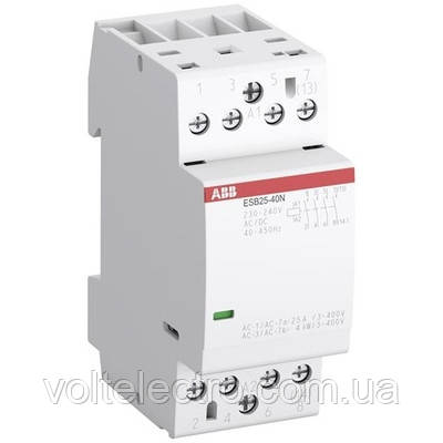 Контактор модульний ABB 2p 25 А 230 В AC/DC ESB25-20N-06